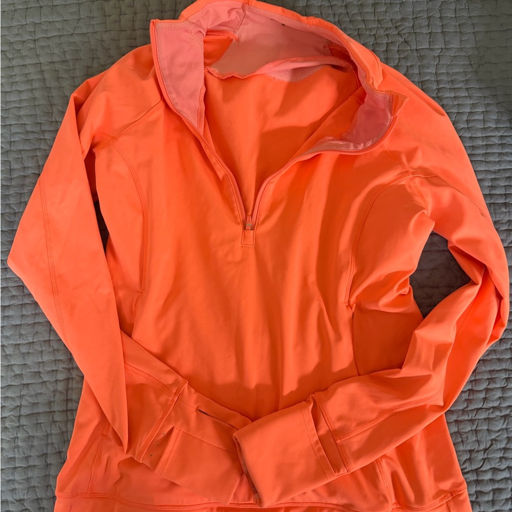 Athleta Long Sleeve Half-Zip Top in Bright Orange sz M
